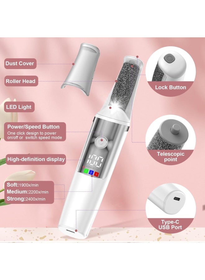 Bukela Electric Foot Callus Remover,Callus Remover For Feet,Rechargeable Electronic Foot File Foot Scrubber Pedicure Kits,Pedicure Machine Foot Care For Dead Skin Ideal Gift (White) - Image 5